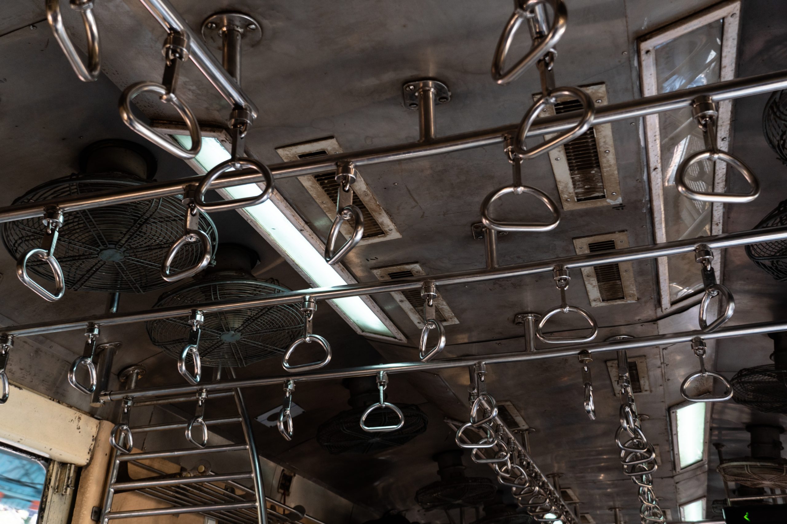 Stainless steel Handles on a train stainless steel handles